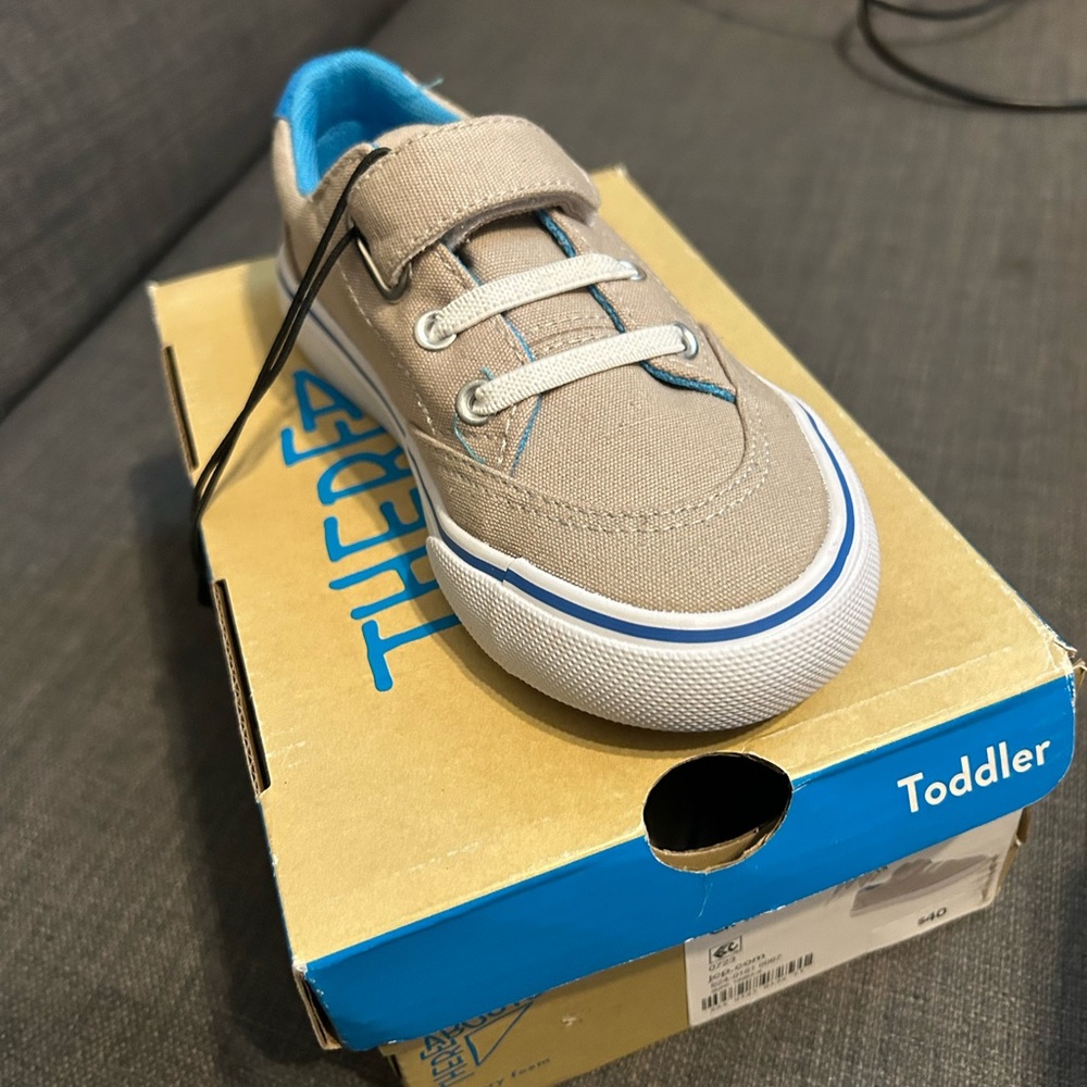 Toddler Canvas Sneakers - Tan and Blue
